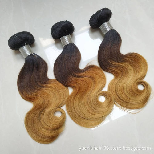 Ombre Colored Body Wave Hair Bundles with 13x4 13x6 Lace Frontal Brazilian Virgin Human Hair Bundle Deals Wholesale Price Vendor
